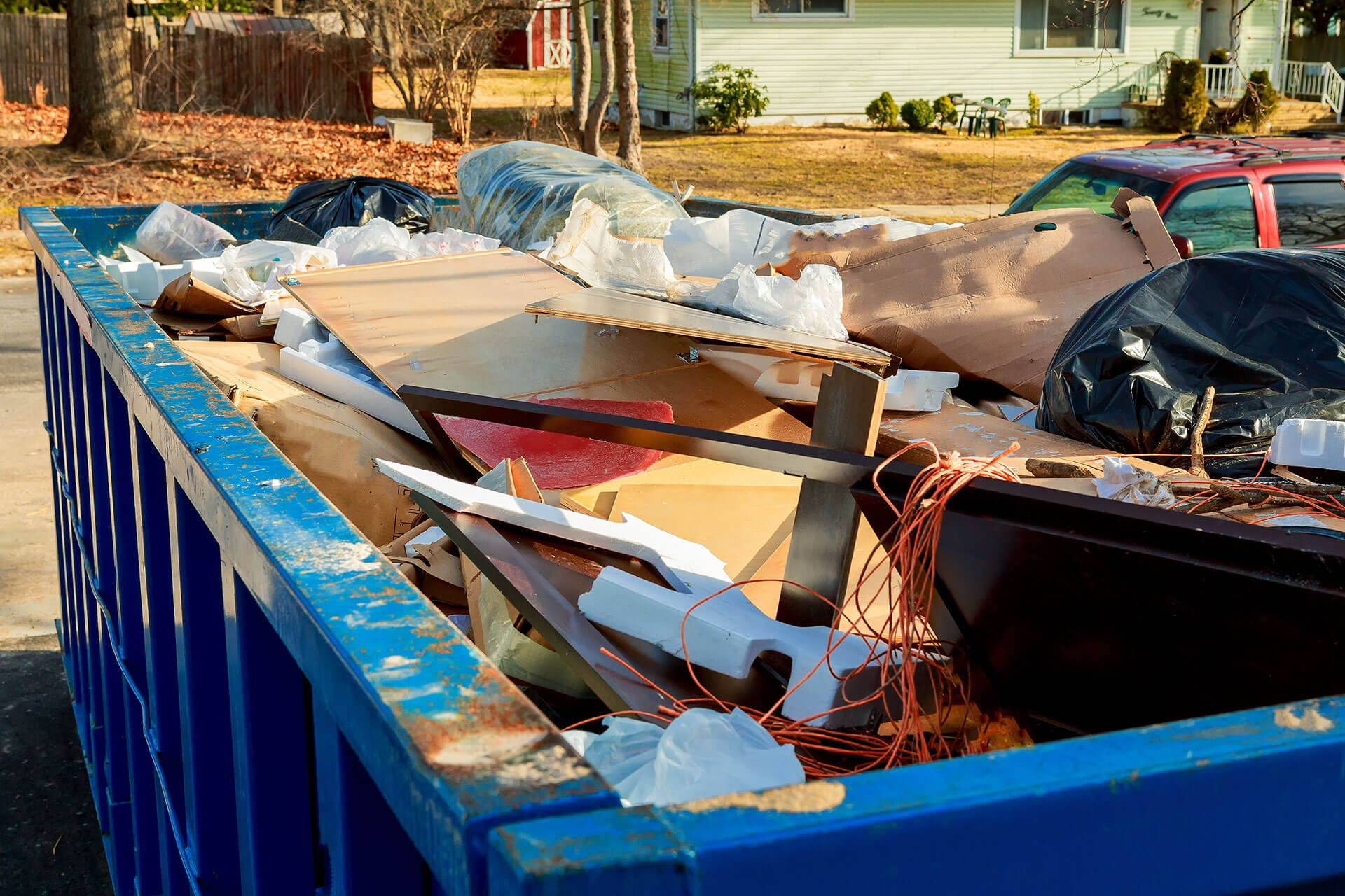 A rubbish removal container of a house is used for waste